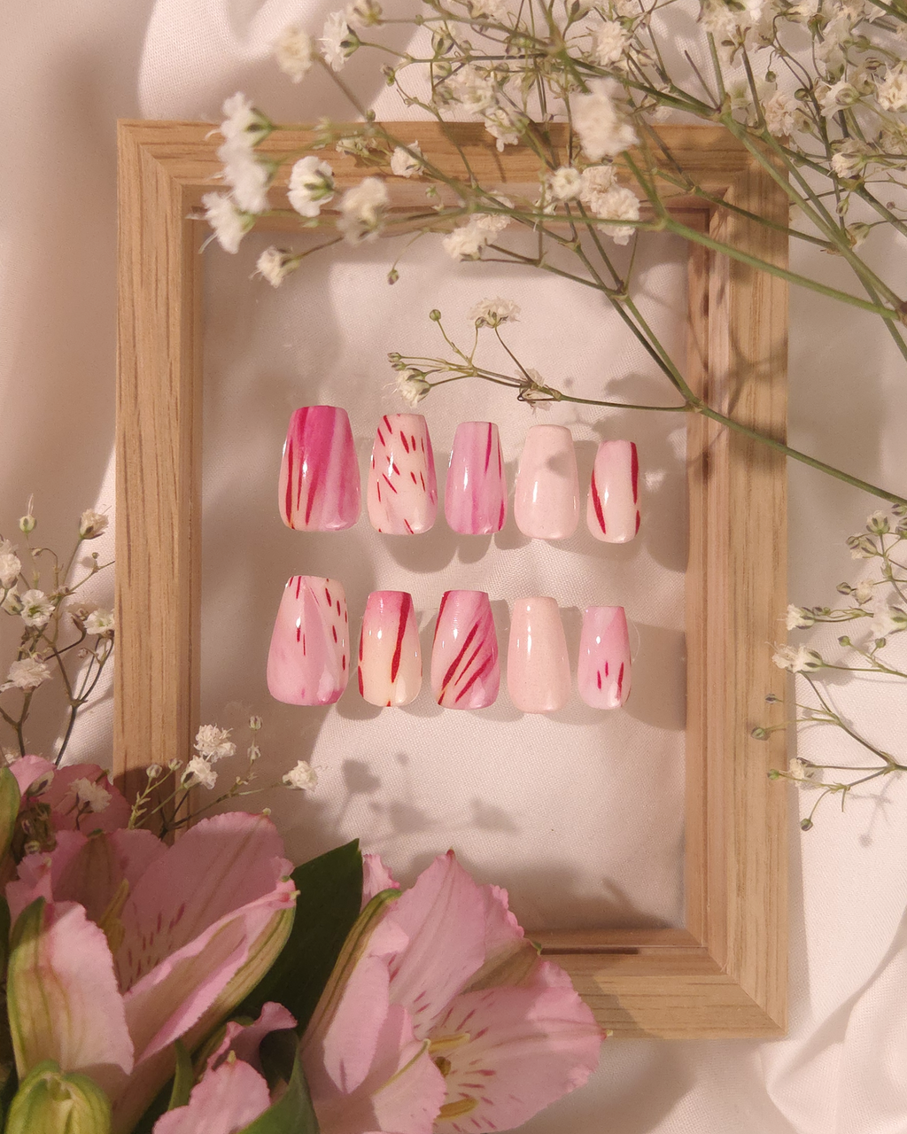 Pink Peruvian Lily Nail Decals