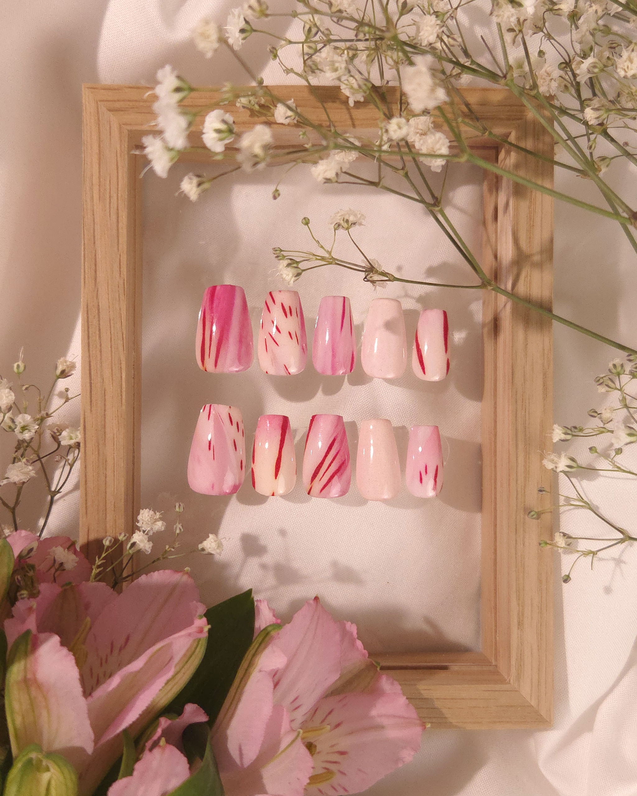 Pink Peruvian Lily Nail Decals