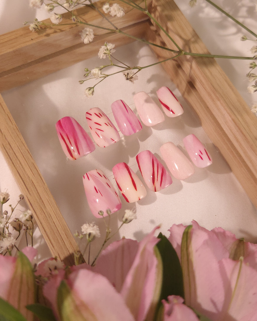 Pink Peruvian Lily Nail Decals