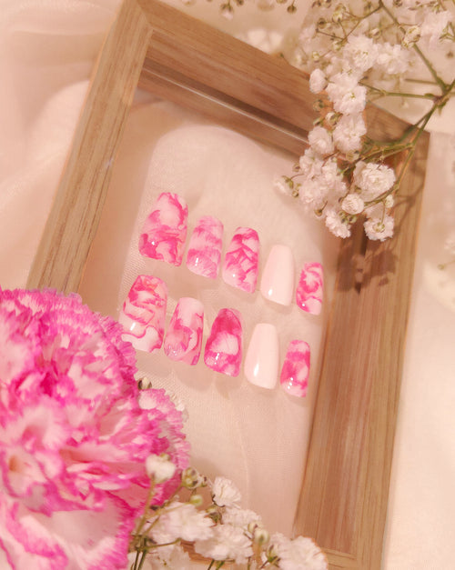 Pink and White Carnation Nail Decals